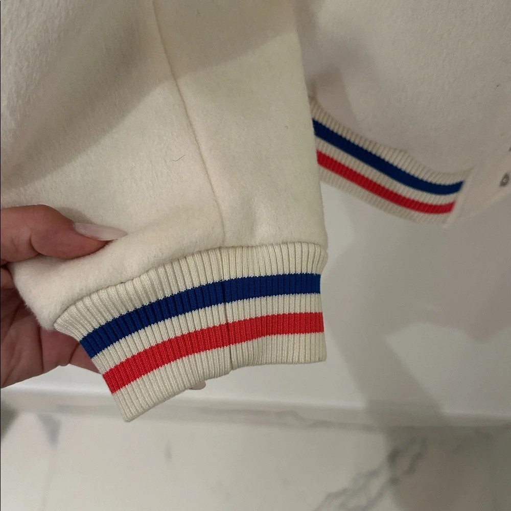 Wilson‎ Varsity Jacket Cream Blue Red White USA Made Mens Size Medium - Picture 4 of 10